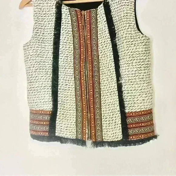 Akira Chicago red label tweed knit Aztec fringe vest Sz s - Picture 5 of 9